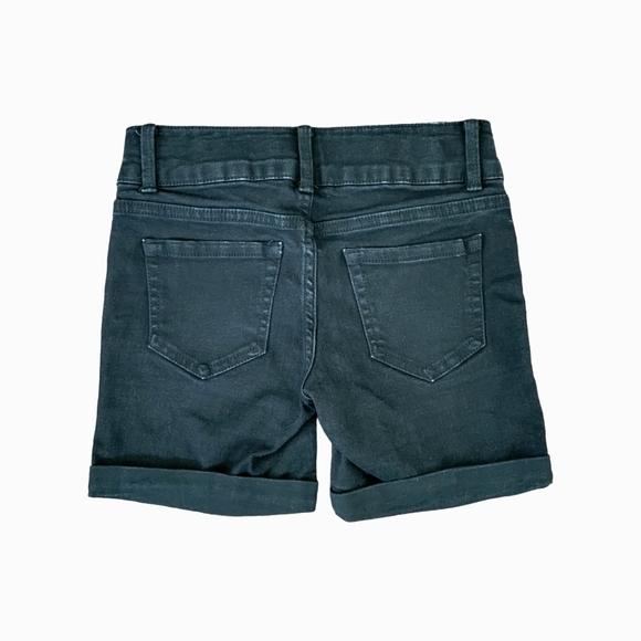 Arizona Jean Co Girls Black Stretch Denim Cuffed Adjustable Waist Shorts Size 8 - Picture 2 of 8